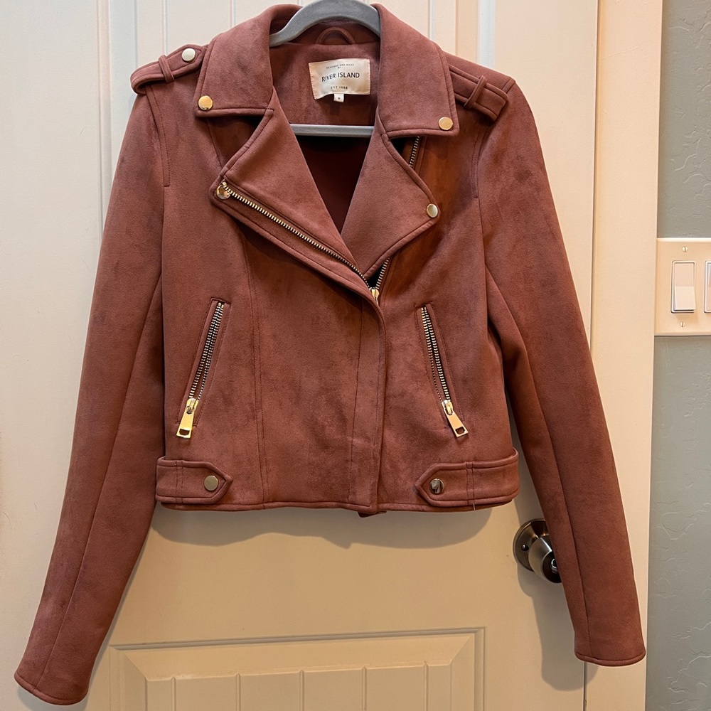 ASOS River Island faux suede mauve moto biker jacket